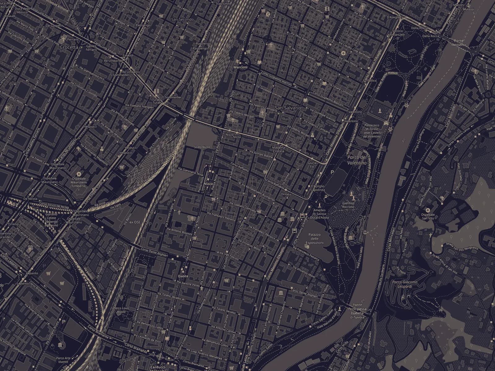Mappa di San Salvario, Torino, con la posizione dell’appartamento in Via Belfiore 61